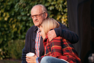 Man woman coffee smiles looking - free love wallpaper