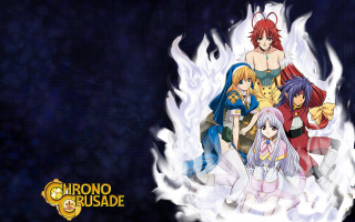 Anime girls fire background chrono - concept art free wallpaper