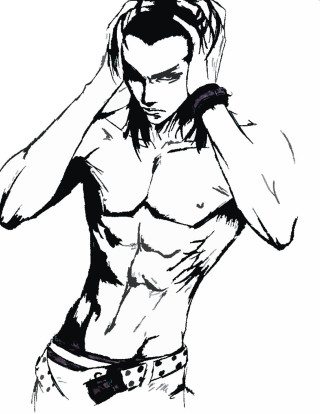 Man hands head shirt off - a drawing of a man free wallpaper