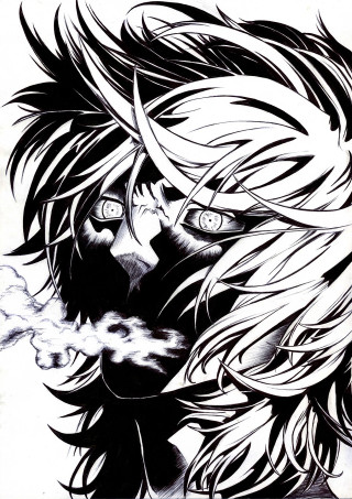 Man long hair eyes drawing - smoke free wallpaper