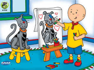 Child drawing cat dog easel - a childs free wallpaper