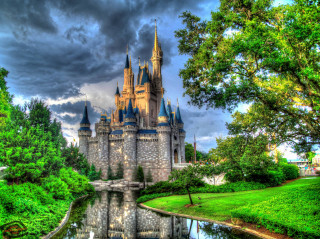 Castle reflection water cloudy sky - cloudy free wallpaper
