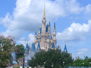 Castle clock park people trees - pixar and disney animation free wallpaper