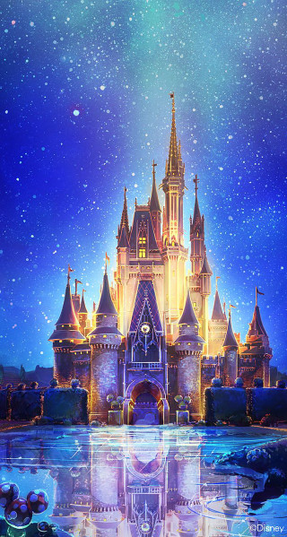 Castle clock water stars pond - a pond free wallpaper