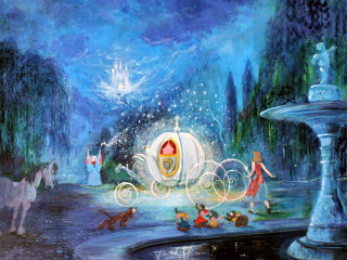Horse drawn carriage park fountain 2 - a painting of a horse free wallpaper