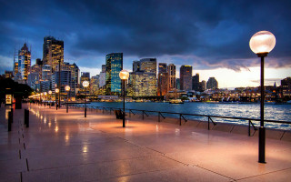City skyline night cloudy lights - elizabeth durack free wallpaper