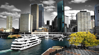 Boat city bridge skyline tokyo - a cloudy sky free wallpaper