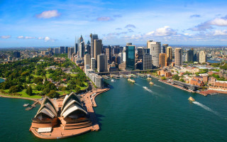 City skyline river bridge boats - elizabeth durack free wallpaper