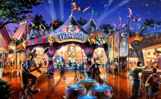Carnival night bikes carousel lights - don bluth free wallpaper