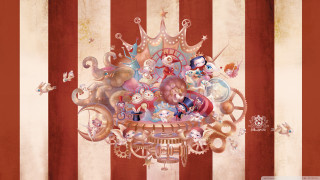 Clock characters striped wall red - craola free wallpaper