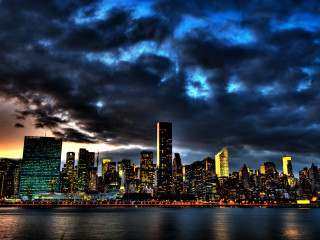 City skyline dark sky clouds 2 - a dark sky free wallpaper