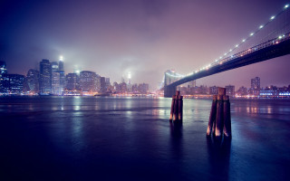 Bridge water city night lights 29 - a bridge over a body of water free wallpaper