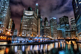 City skyline night bridge river 33 - night free wallpaper
