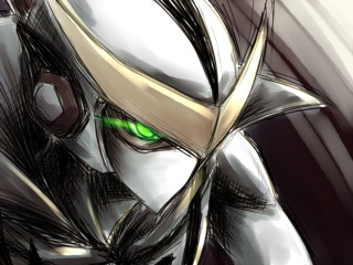 Glowing green eyes white suit - a black belt free wallpaper
