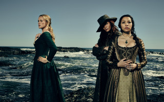 Three women period dress ocean - three woman free wallpaper