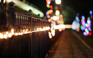 Fence lights streetlight night traintrack - a street light in the background free wallpaper