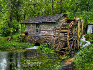Water mill forest stream building - a stream free wallpaper