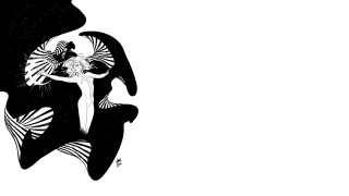 Black white drawing woman holding - llustration free wallpaper