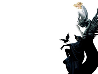 Woman bird demon gothic darkfantasy - her back free wallpaper