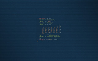 Computer blue background calendar side 2 - ascii art free wallpaper