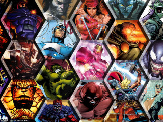 Characters hexagon pattern color size - different character free wallpaper