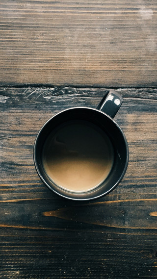 Coffee cup wooden table spoon - a wooden table free wallpaper