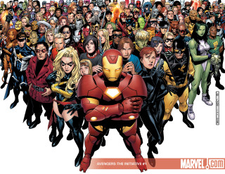Avengers group crowd arms around - alan davis free wallpaper