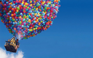 Floating house balloons in the 8 - balloon free wallpaper