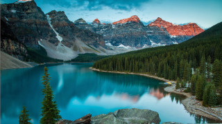 Lake mountains trees sky clouds 37 - mountain and trees free wallpaper