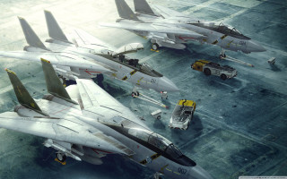 Fighter jets parked runway truck 2 - nearby free wallpaper
