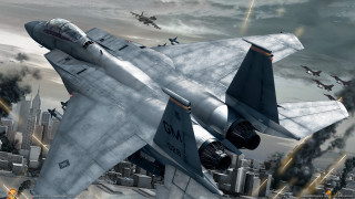 Fighter jet cloudy sky city 3 - fighter jet free wallpaper