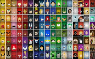 Colored faces grid pattern shapes - different color and shapes free wallpaper