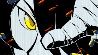 Cartoon yellow eyes black background - detail free wallpaper