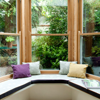 Corner window seat garden view - outside free wallpaper