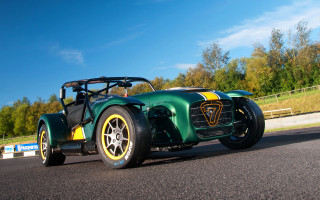 Green yellow car driving road 2 - a road next free wallpaper