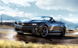 Chevrolet camaro convertible mountains road - a wet road free wallpaper
