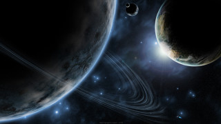Planetary sky stars moon galaxy - a group of planets free wallpaper
