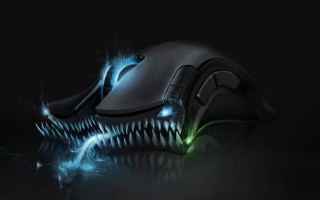 Glowing mouse fire eyes skull - ultra realistic digital art free wallpaper
