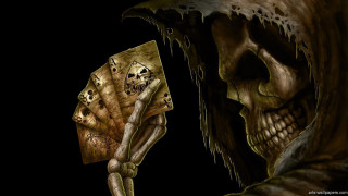 Skeleton holding card skull arm 4 - a skeleton holding free wallpaper