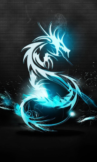 Blue black dragon black background 5 - computer art free wallpaper