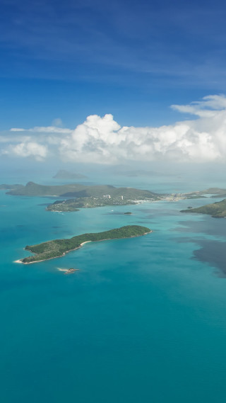 Aerial tropical island lagoons ocean - the water free wallpaper