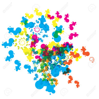 Colorful bubbles explosion white background - colored free wallpaper