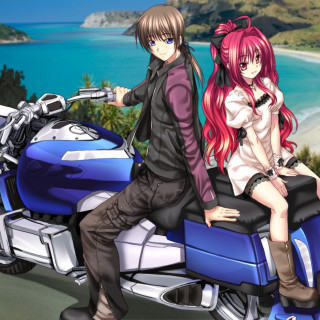 Man woman motorcycle ocean beach - a man and a woman free wallpaper