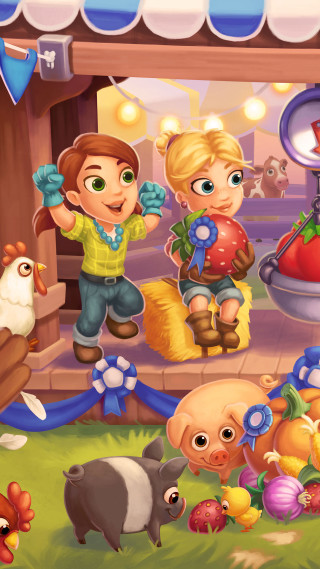 Cartoon farmyard people animals farmers - free happy birthday wallpaper