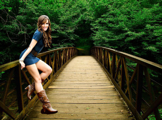 Woman posing bridge woods boots - daphne mcclure free wallpaper