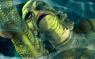 Large fish open mouth wave - ed binkley free wallpaper