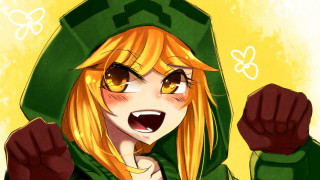 Cartoon girl green hoodie green - a cartoon of a girl free wallpaper