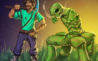 Man alien baseball bat green - biopunk free wallpaper