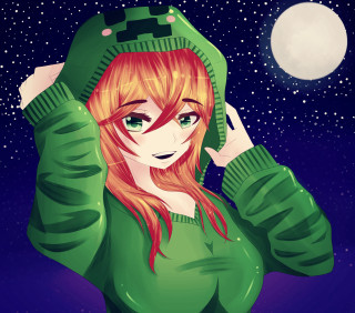 Girl green sweater hat anime - the air free wallpaper