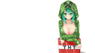 Green haired girl hoodie red - unreal free wallpaper
